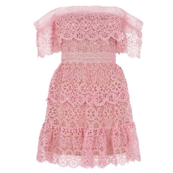 SELF-PORTRAIT | Pink mini lace dress - Picture 2 of 11